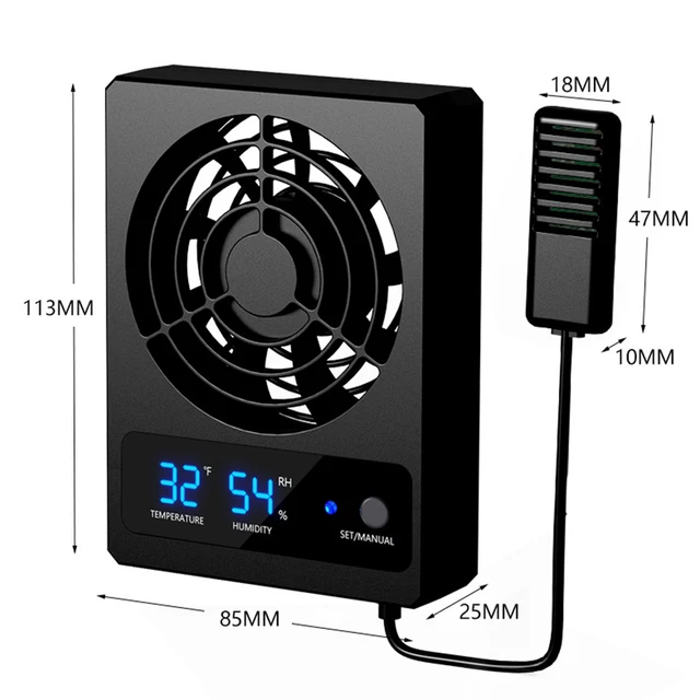 Reptiles Amphibians Fan with Automatic Switch Available Humidity Settings Fan Dehumidifier For Temperature Control Pets Products 3
