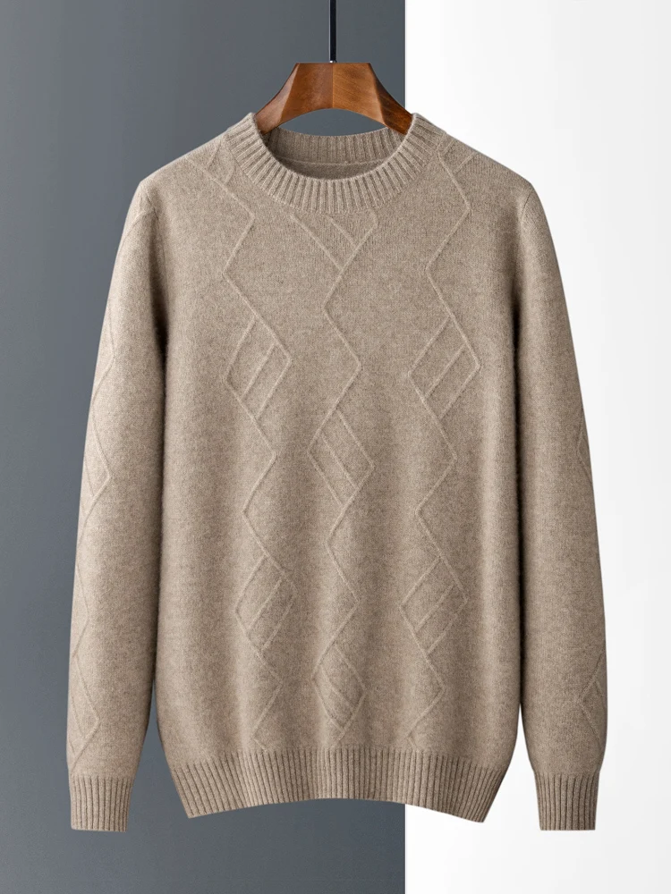 New Men's 100% Cashmere Sweaters Autumn Winter Long Sleeve Pullovers O-Neck Loose Plus Size Tops Business Casual Knit Jackets