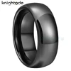 8mm Men Black Tungsten Carbide Engagement Rings 6mm Women Fashion Wedding Band Jewelry Gift Dome Polished Shiny Comfort Fit 1