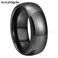 8mm Men Black Tungsten Carbide Engagement Rings 6mm Women Fashion Wedding Band Jewelry Gift Dome Polished Shiny Comfort Fit 1