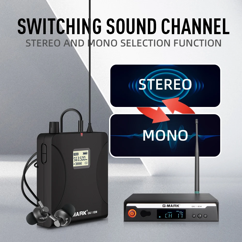 G-MARK G6.1IEM Stereo Wireless In Ears Monitor System UHF Stage Return 554MHZ-586MHZ Frequency Selectable For Band Performance