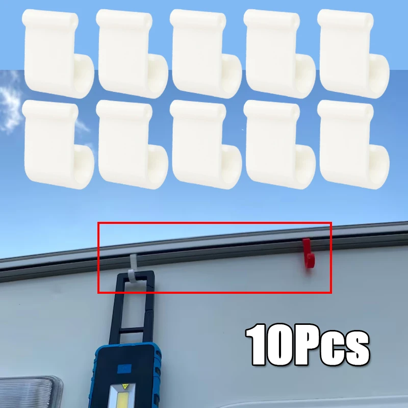 10Pcs Camping Awning Hook Clips Multi-Use Caravan Camper String Light Rope Clamp Tent Hooks Hang Clothes Dry Clip Light Hanger