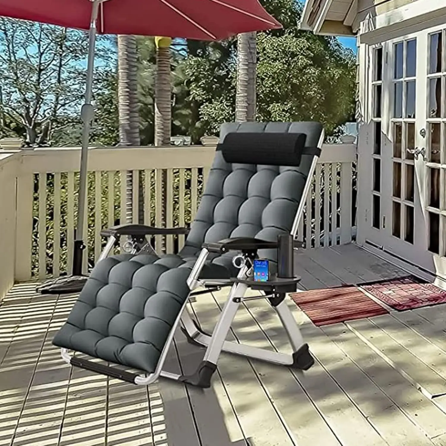 Comfy Chair, Folding Chair Recliner Chair for Bedroom and Living Room, Folding Reclining Patio Chairs Lounge with Removabl