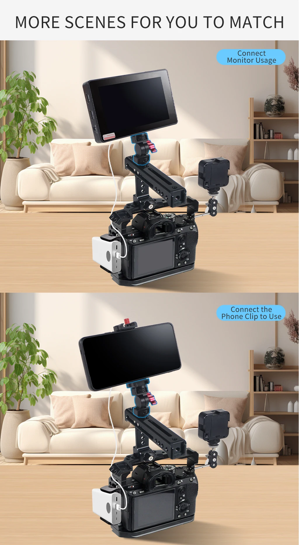 Aluminum Mini Tripod Head Adapter Arri Locating Holes Monitor Mount for DJI OSM
