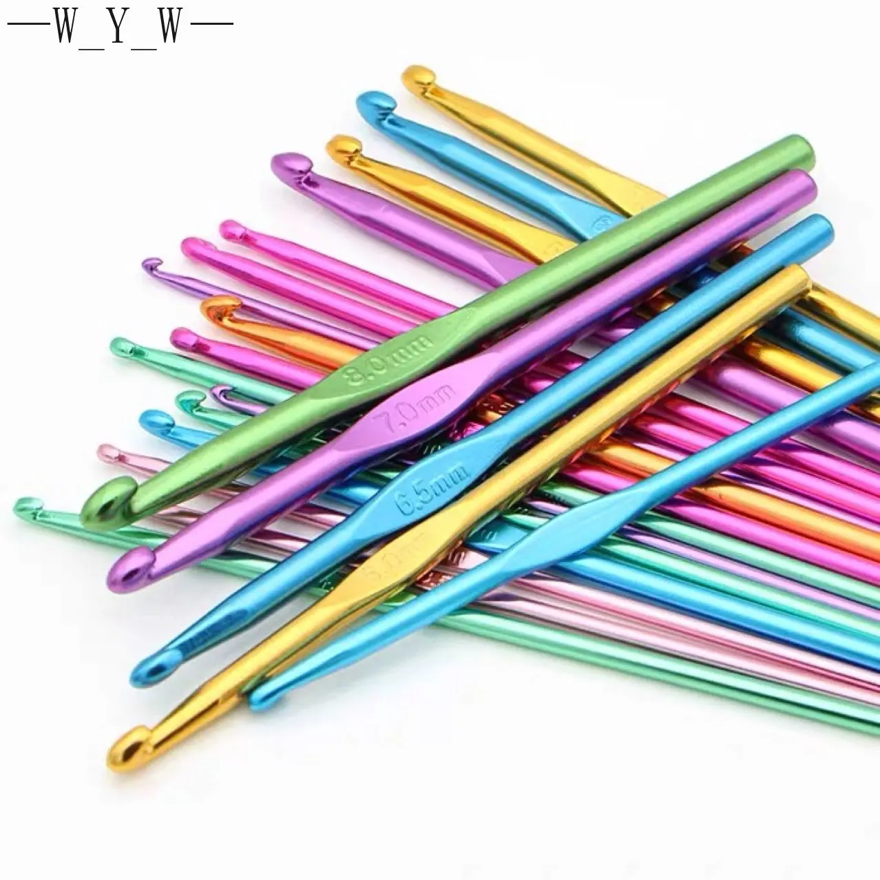 Crochet Hooks 12Pcs/set Crochet Hooks Multicolor/Silvery Alumina Knitting Hooks Wigs Knit Sewing Accessories Tools DIY Craft Knit Needle Tool