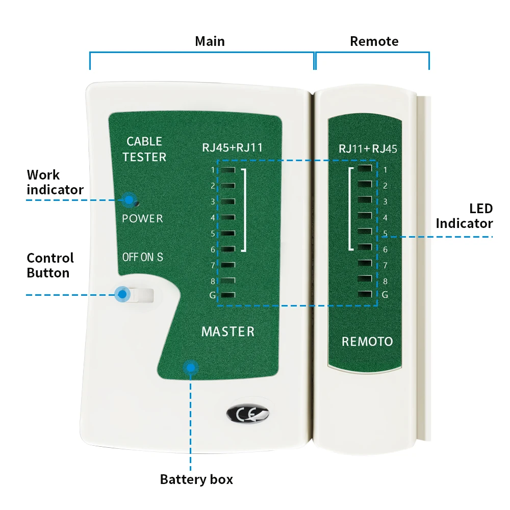 Cat5 Cat5e Cat6 Cat6a Cat7 LAN Cable Tester for LAN RJ45 RJ11 RJ12 UTP/STP Network Cable Enternet and Telephone Wires