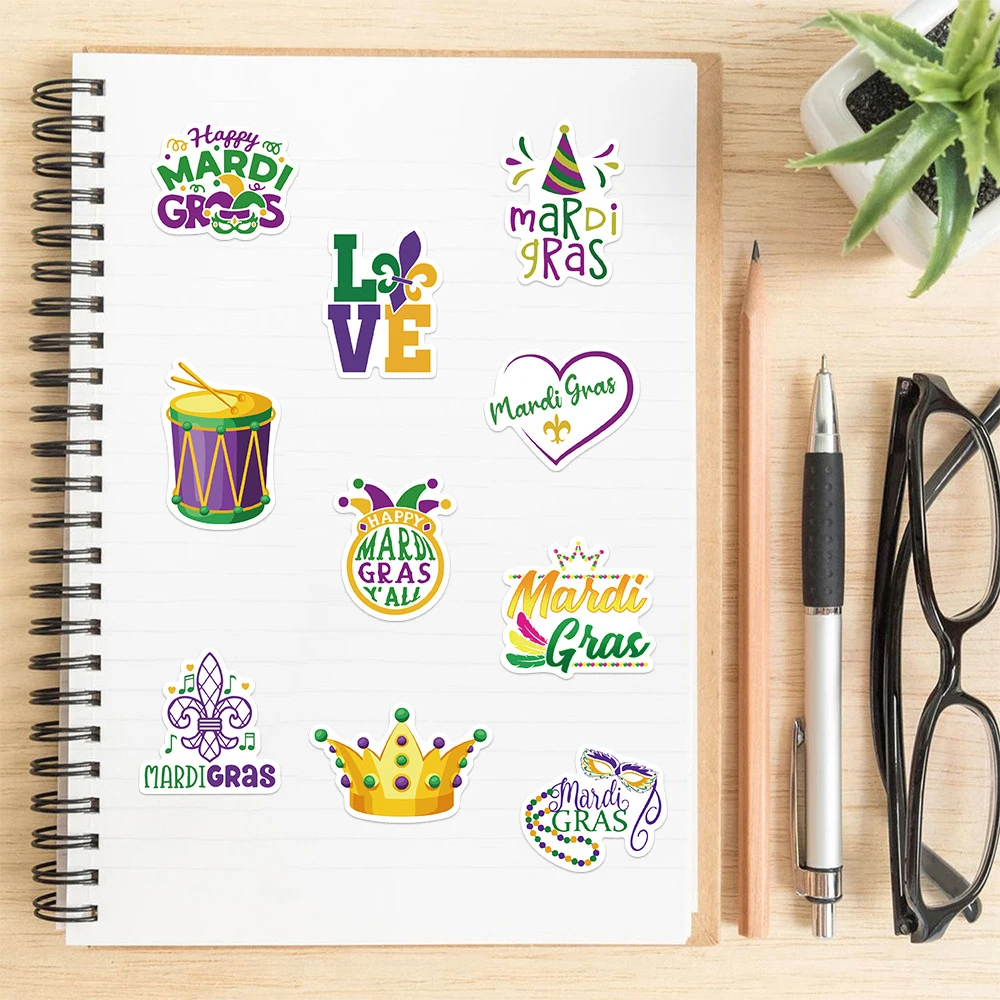 10/30/50pcs Mardi Gras Stickers Decals Decorative Water Bottle Phone Case  Luggage Fridge Waterproof Cartoon Kids Sticker Toys - AliExpress