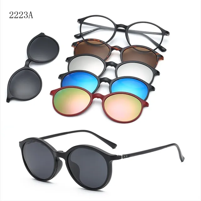 6 In 1 Custom Men Women Polarized Optical Magnetic Sunglasses Clip Magnet Clip on Sunglasses Polaroid Clip on Sun Glasses Frame 6