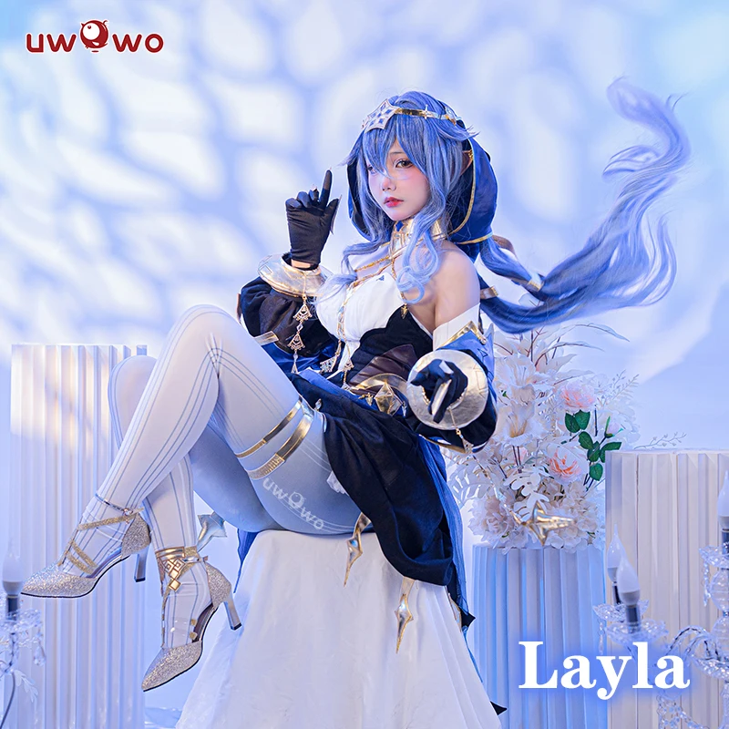 Only this batch In Stock UWOWO Genshin Impact Cosplay Layla Costume Sumeru Cryo Female  Outfit Halloween Christmas Costumes