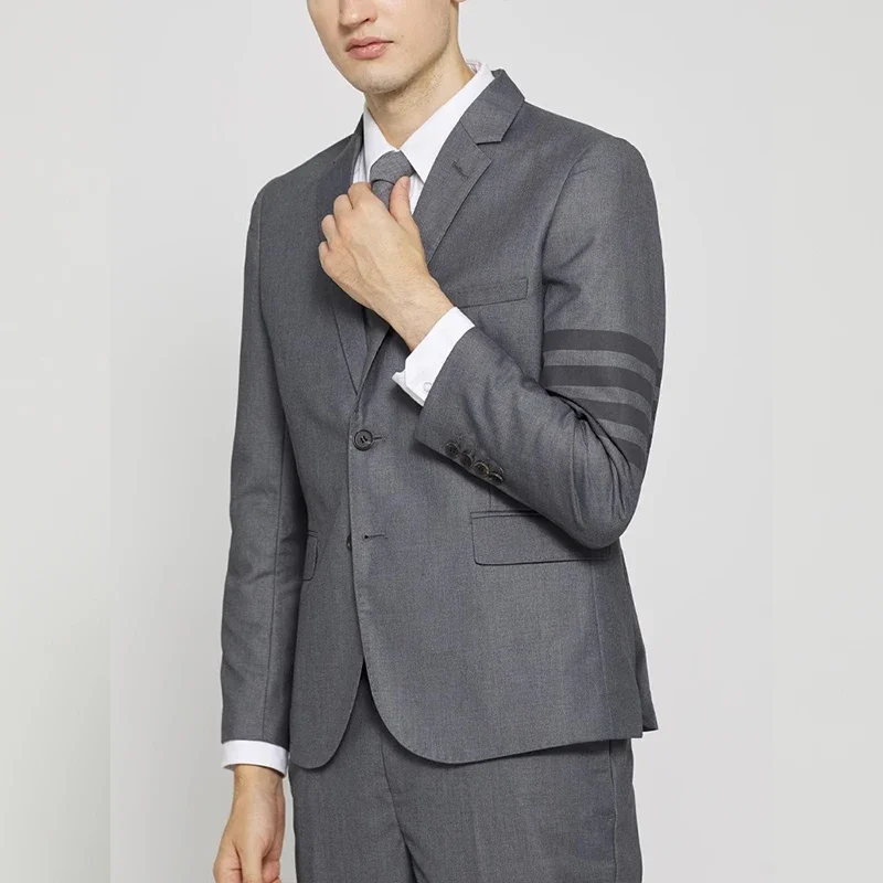 

Men's Suit Classic Gray Four-bar Trendy Luxury Brand Slim Single-breasted Handsome Professional Business Casual Fashion Suit