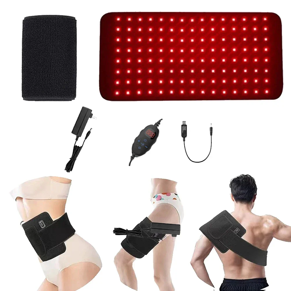 Light Therapy Belt LED Infrared Light Belt 850nm&660nm Relieve Back Waist Shoulder Knees Joints Fatigue Burning Fat Pack Slimming Belt Setting Time