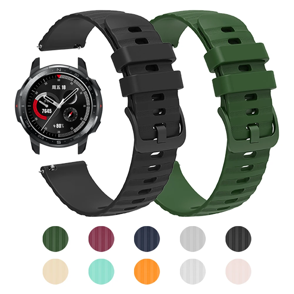 

20mm 22mm Silicone Band For Honor Watch ES/GS Pro/GS 3 Band Sport Correa For Honor Magic Watch 2 46mm 42mm Accessories Bracelet