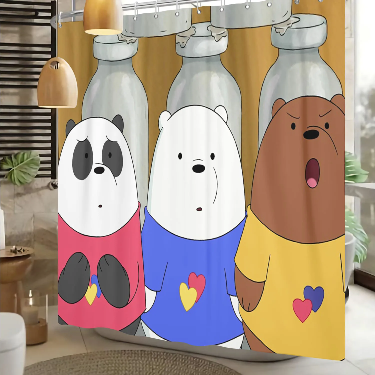 

Naked Bears Miniso мультяшный милый полиэстеровый аниме крючок полный роскошный экран для душа для ванны детский подарок аксессуары для ванной комнаты наборы