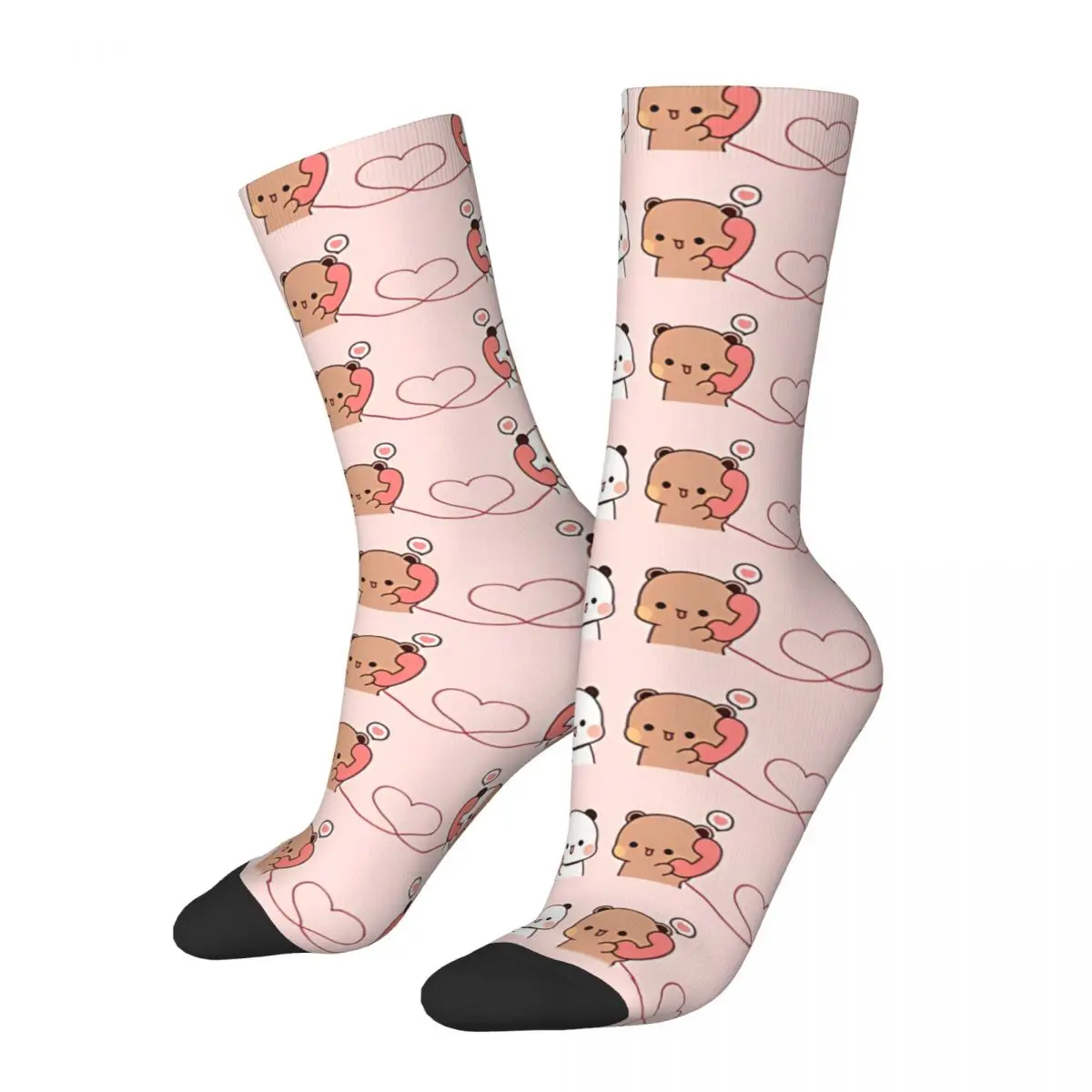 

Funny Crazy Sock for Men Panda And Brownie Bear Couple Harajuku Breathable Pattern Printed Crew Sock Casual Gift