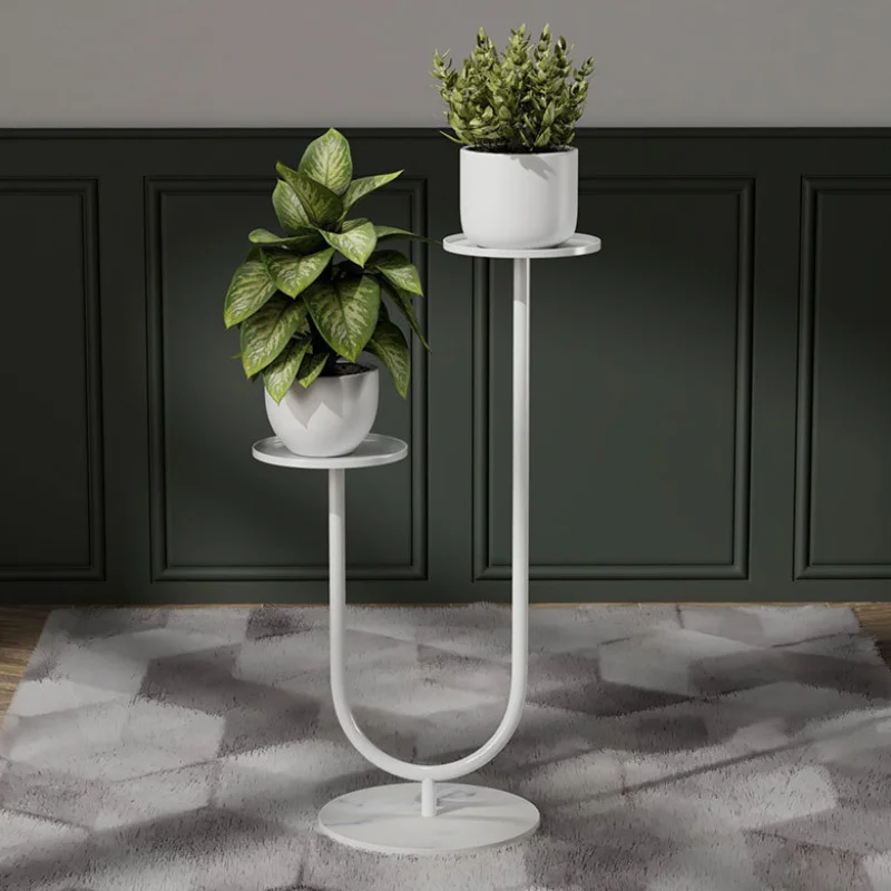 Plant Stand-Metal Vertical Plant Rack with Dual Holders-Flower Pot Rack for Living Room & Balcony & Office Decor