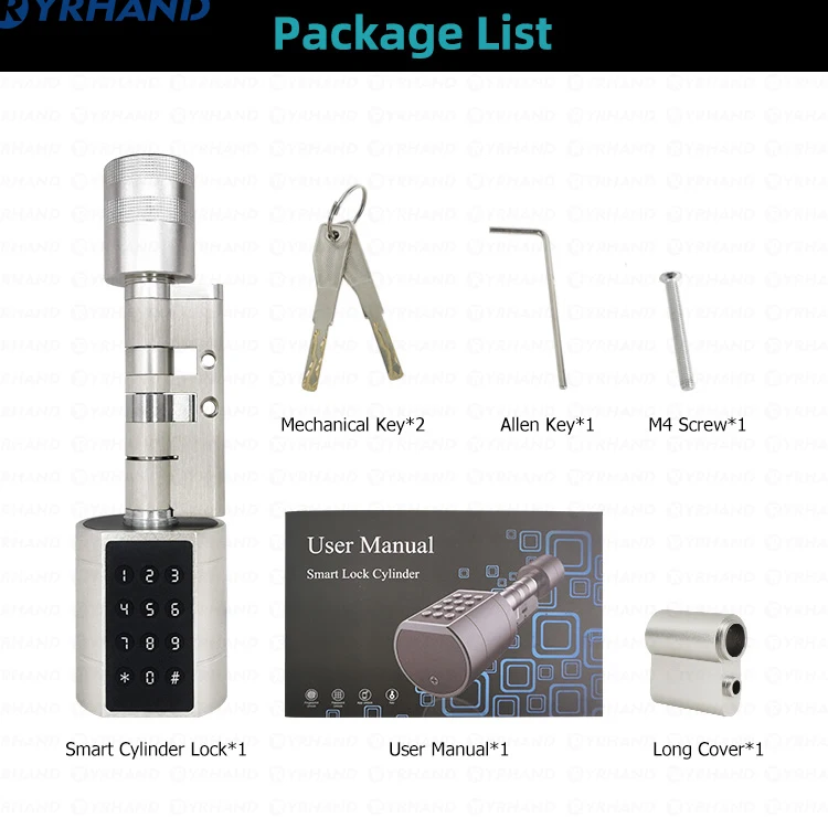 Euro Tuya APP Fingerprint Bluetooth Free adjustment Cylinder Smart Door Lock El