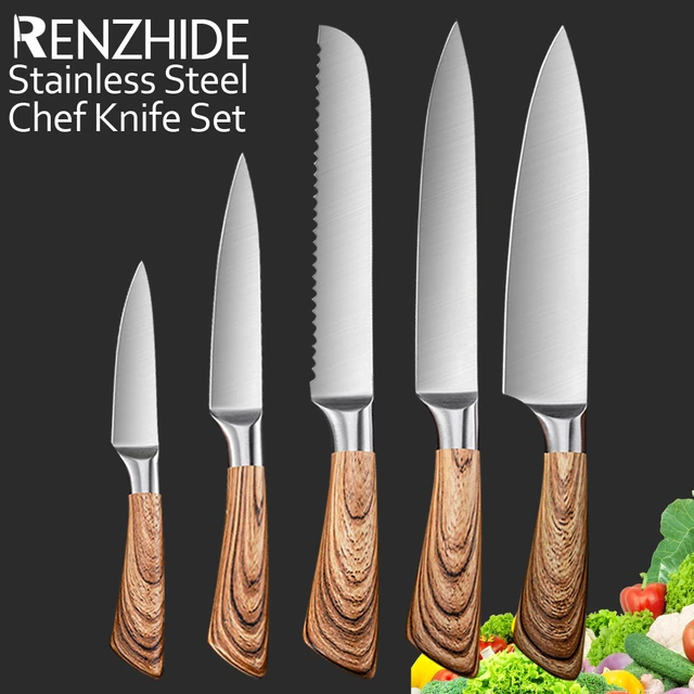 5PCS Set Chef Knife Sharp Stainless Steel Knives Cut Meat Slice Vegetable  Fruit Santoku Utility Paring Knife Kitchen Tool - AliExpress