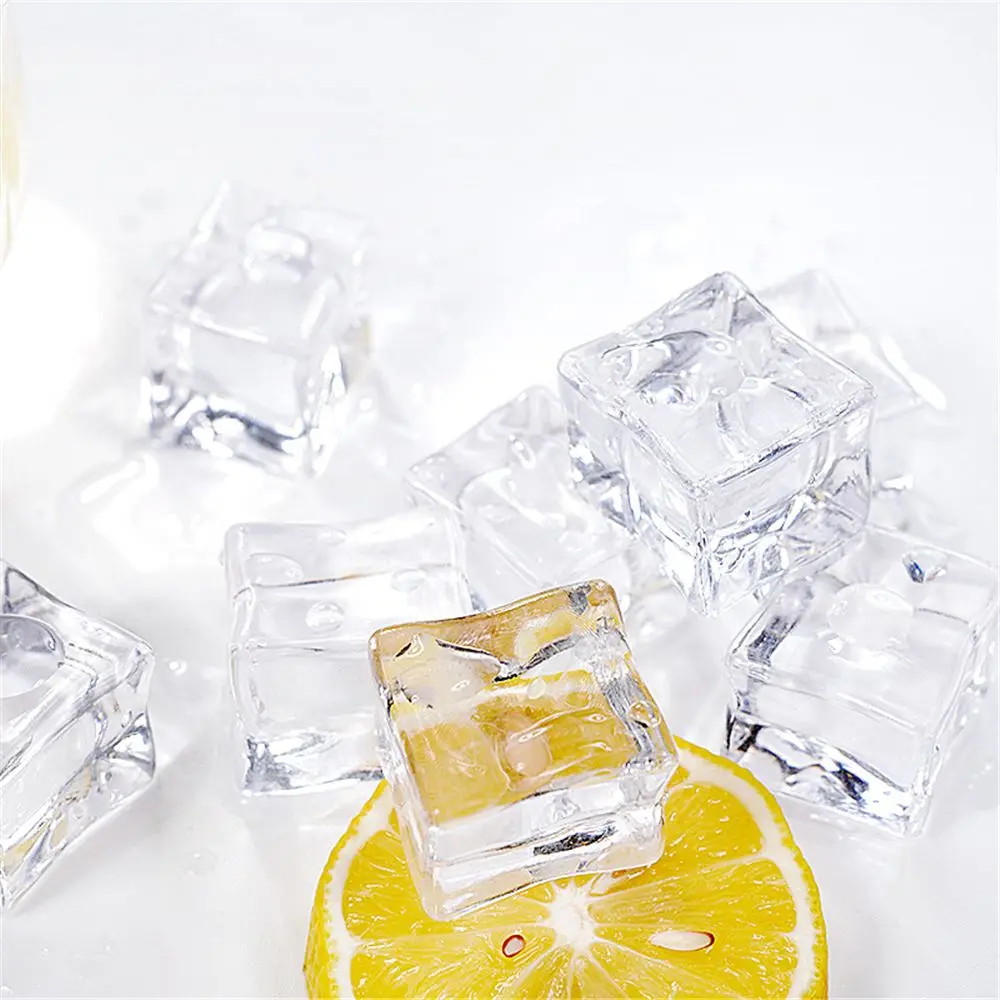 

Bar Decoration Display Stand Suitable Plastic Ice Particles Transparent Square Acrylic Simulation Ice Cube Stone