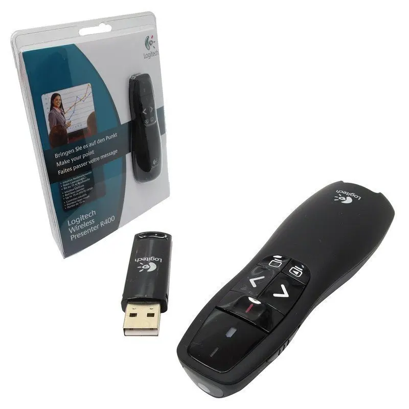 Презентер (пульт ДУ) LOGITECH Presenter R400 радиус действия 15 м цвет черный 910-001356 |