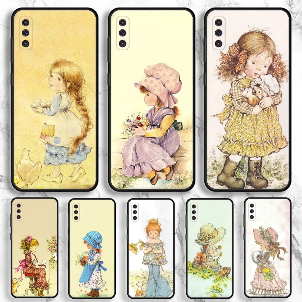 Custodia Per Telefono D'Arte Carina Sarah Kay Per Samsung Galaxy A13,A21S,A22,A31,A32,A52,A53,A71,A80,A91 Cover Morbida Nera Per Telefono