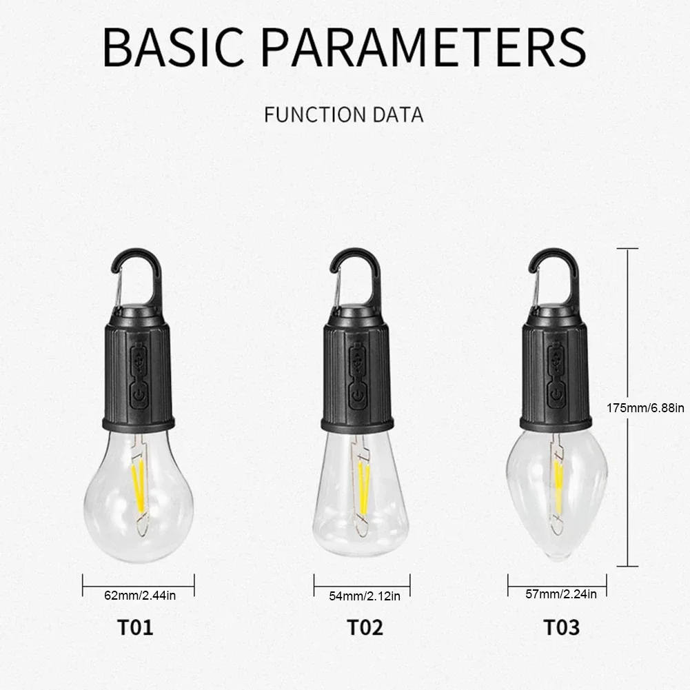 Compact LED Camping Lantern with Hook & Type C Charging - Waterproof Portable Light