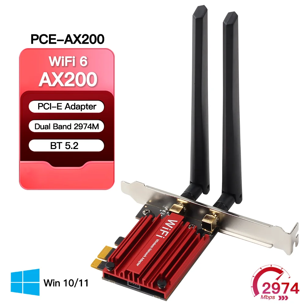 Carte Wifi 5400Mbps Pcie Wifi 6E Carte Réseau Adaptateur Sans Fil Tri-Bande Ax210 Avec Bluetooth