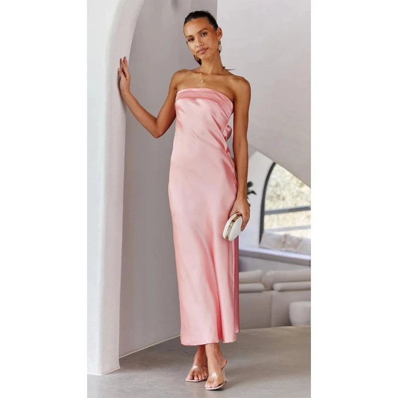 chinese dress ladies Pchee Stone Tube Maxi Dress with Pull Over Sleeves main image 0
