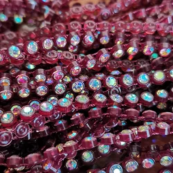 TABA® Sparkling AB Crystal Rhinestone Trim - 10 Yards of Elegant Rhinestone Banding (26 Light wine red)