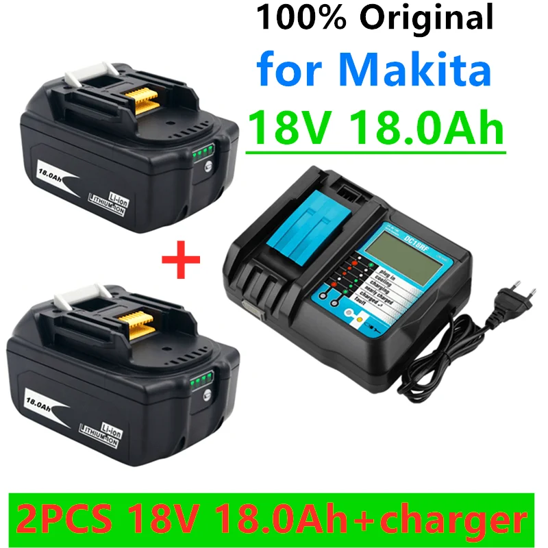 

100% bl1860bateria recarregável18v18000mahíonde lítioparamakita18 v bateria bl1840 bl1850 bl1830 bl1860b lxt 400 + carregador