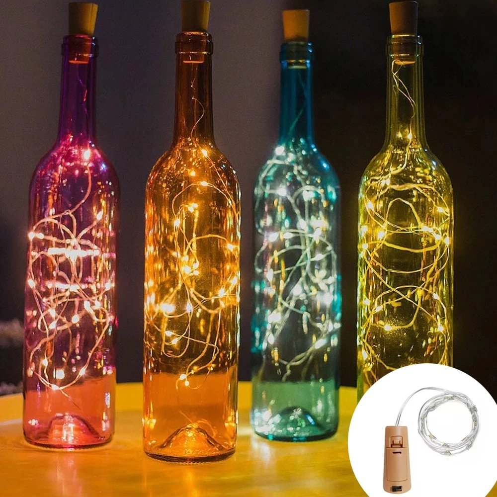 LED wine bottle cork string lights 1/2/3M Christmas copper wire string lights holiday decoration garland wine bottle fairy light