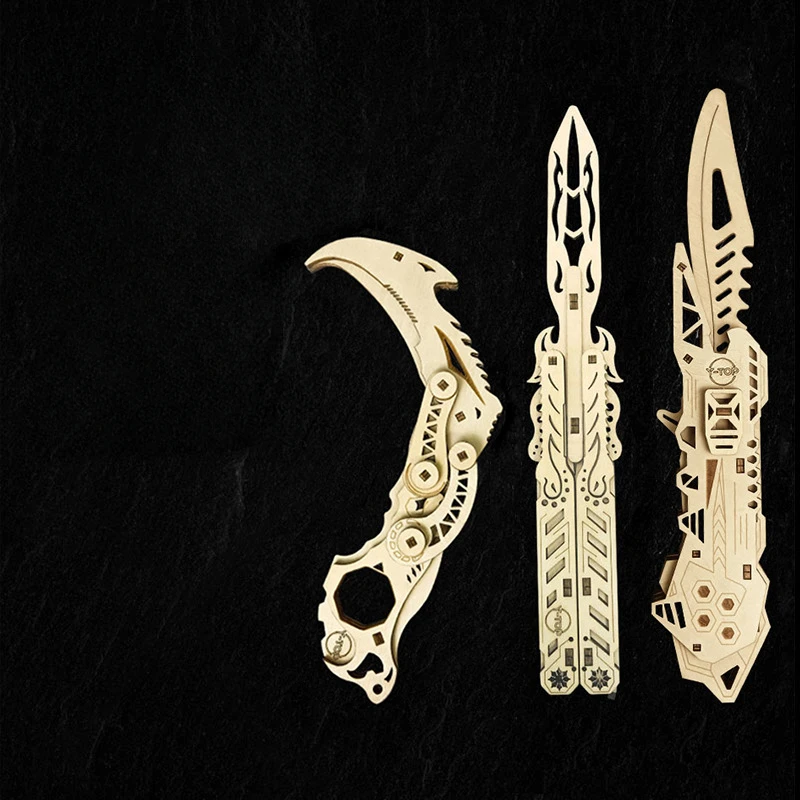 3D Wooden Butterfly Talons Knife Model Hand-assembled Adult and Children Educational Gifts Three-dimensional Crafts Ornaments. 3