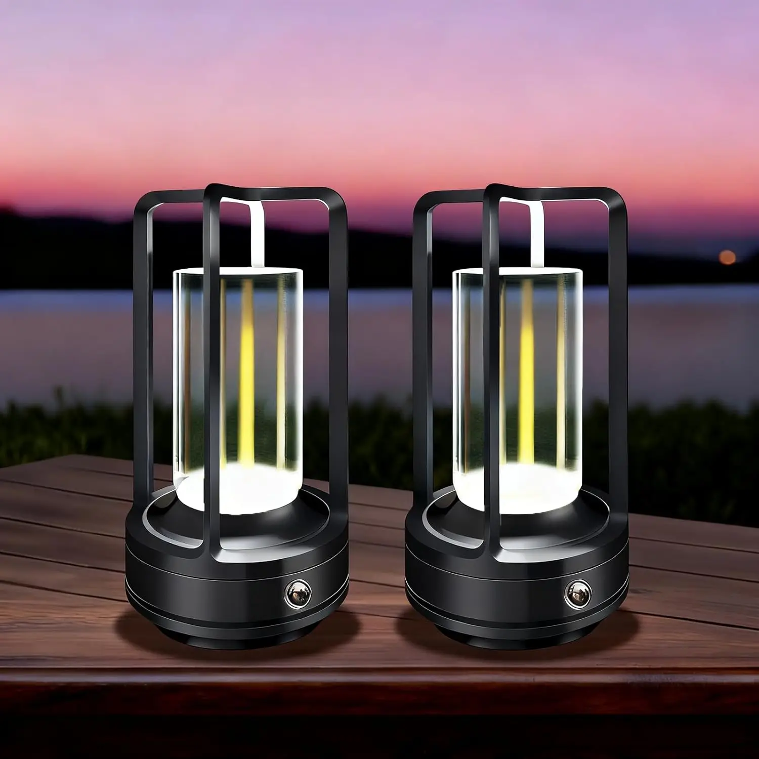 1/2PC LED 테이블 램프 충전식 무선 터치 데스크 램프 3 색 디밍 야간 조명 침실 머리맡 캠핑 야외 장식