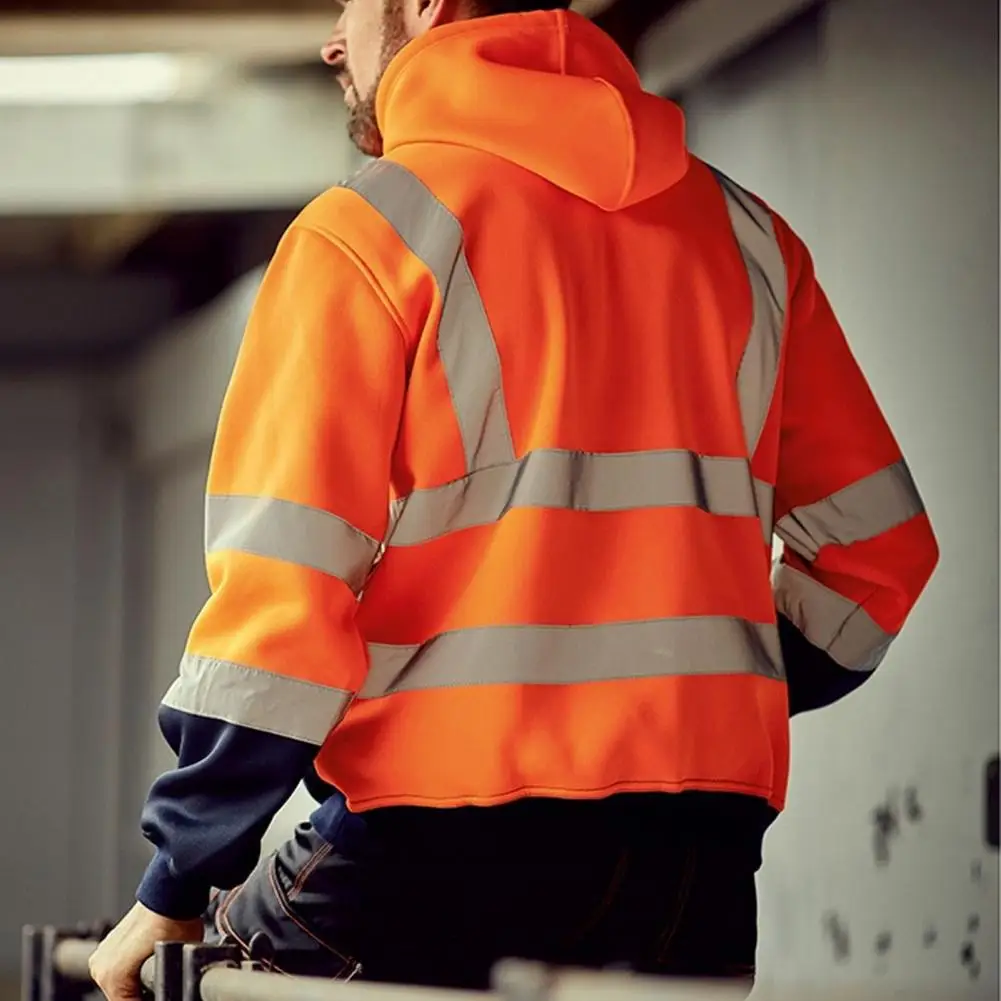 Zippered Hoodie Construction Worker Coat for Night Shift Workers 360 Degree for Running