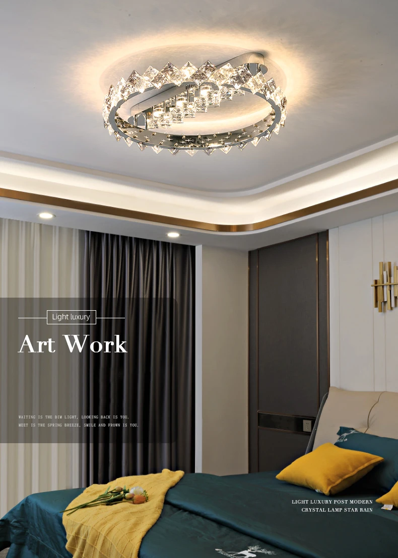 2025 Modern Luxury Foyer Led Dimmable Ceiling Lights Lustre Gray Crystal  Living Room Luminarias Bedroom Chrome Ring Ceiling Lamp - AliExpress, image size:790x1108