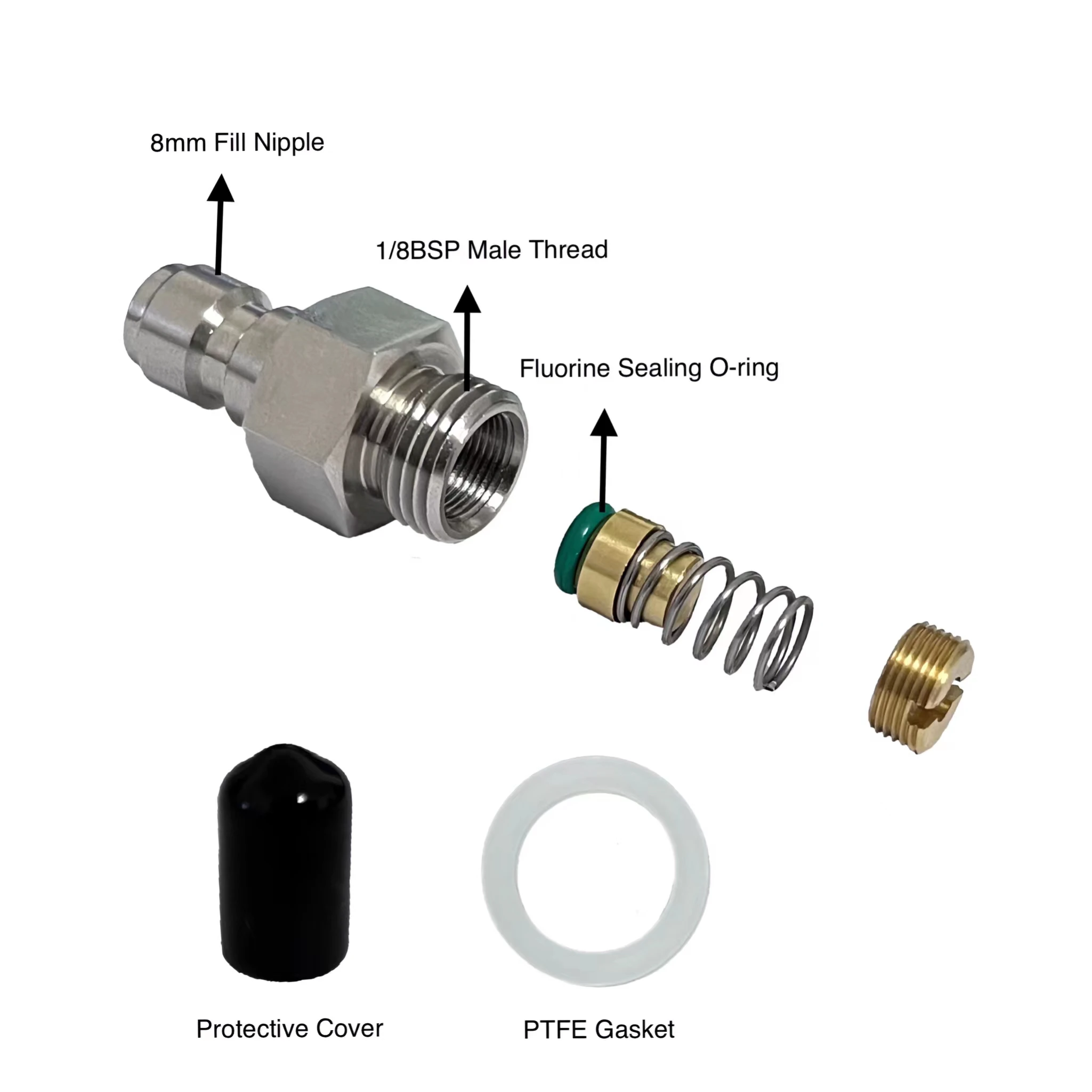 

New Check Valve One Way Foster Male Quick Connect Plug Adapter 8MM Fill Nipple Kit 1/8"BSPP