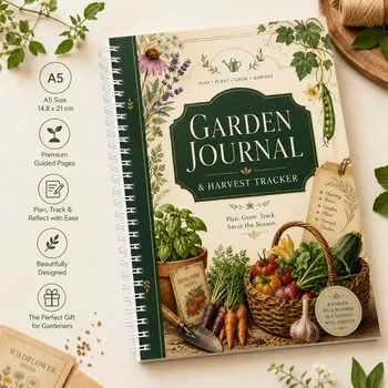 Diario del Giardino e Planner per la Raccolta A5, Quaderno per Giardinieri, Amanti delle Piante e Regalo per Giardinaggio