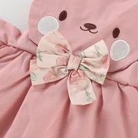 Baby Girls 2PCS Strappy Dress Set Spring Autumn Bowknot Cartoon Eyes Suspender Dress Floral Dress Suit Children Girls Outfits 4