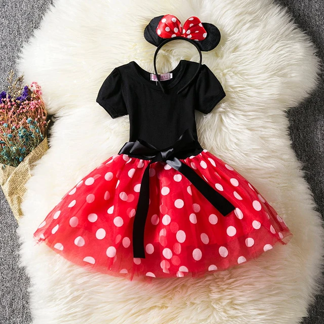 Vestido de tutú de Minnie para niñas, disfraz de princesa de ratón con  diadema, disfraz de Minnie de Halloween, ropa de Cosplay de lunares -  AliExpress