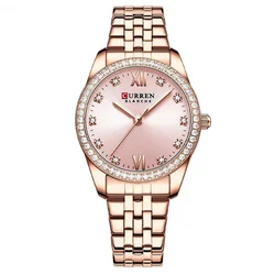 Light Luxury Quartz Watch Women's Simple And Ultra Thin Stainless Steel Luxury Shiny Rhinestone Dial Women's Watch 9086