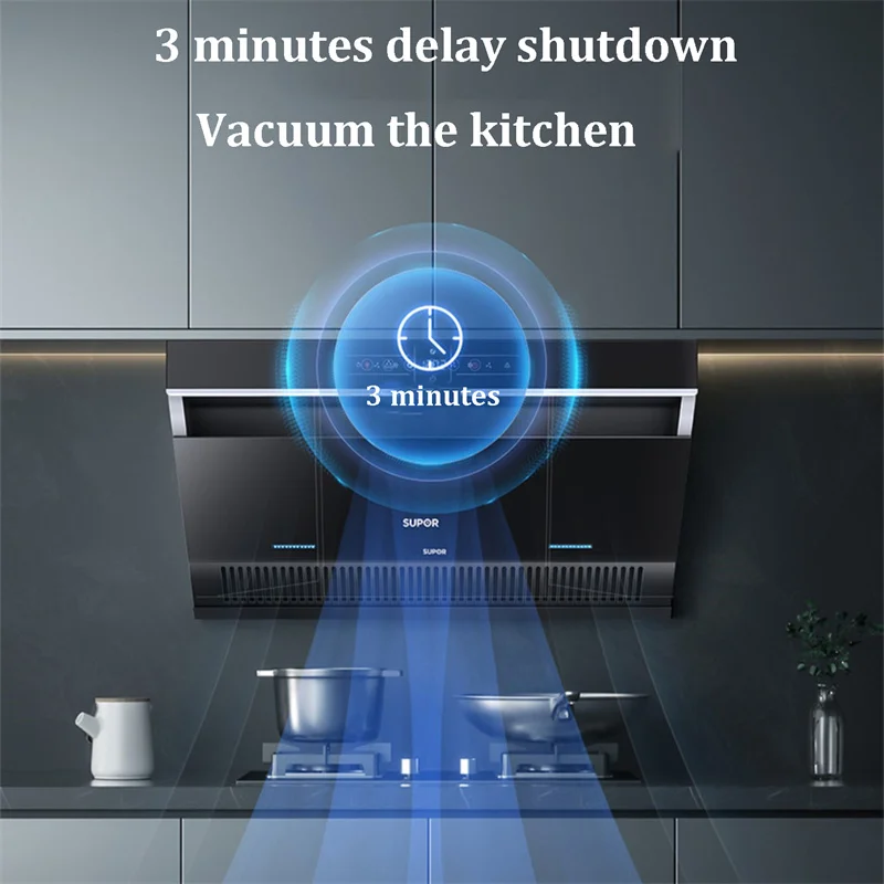 Range Hood for Kitchen Household Kitchen Hood Side Suction Wall Mounted Intelligent Small Size Tempered Glass Exhaust Hoods