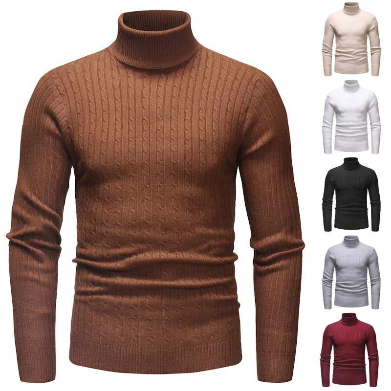 14-Colors-Autumn-and-Winter-New-Men-s-solid-color-Turtleneck-Striped ...