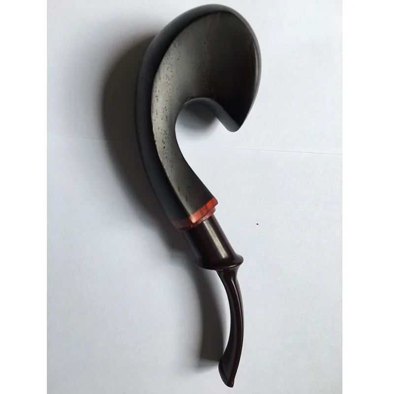 9MM Filter Ruyi Pipe Ebony Wood Bent Type 3-In-1 Used Handmade Smoking Pipe For Cut Tobacco And 8mm Cigarette With Accessory