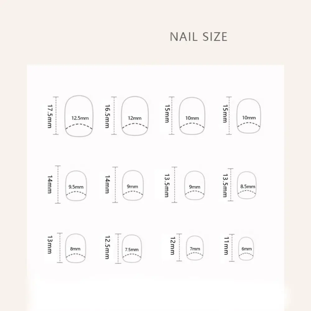 Fashion Short Round False Nails French White Edge Fake Nails Detachable Full Cover Nail Tips for DIY