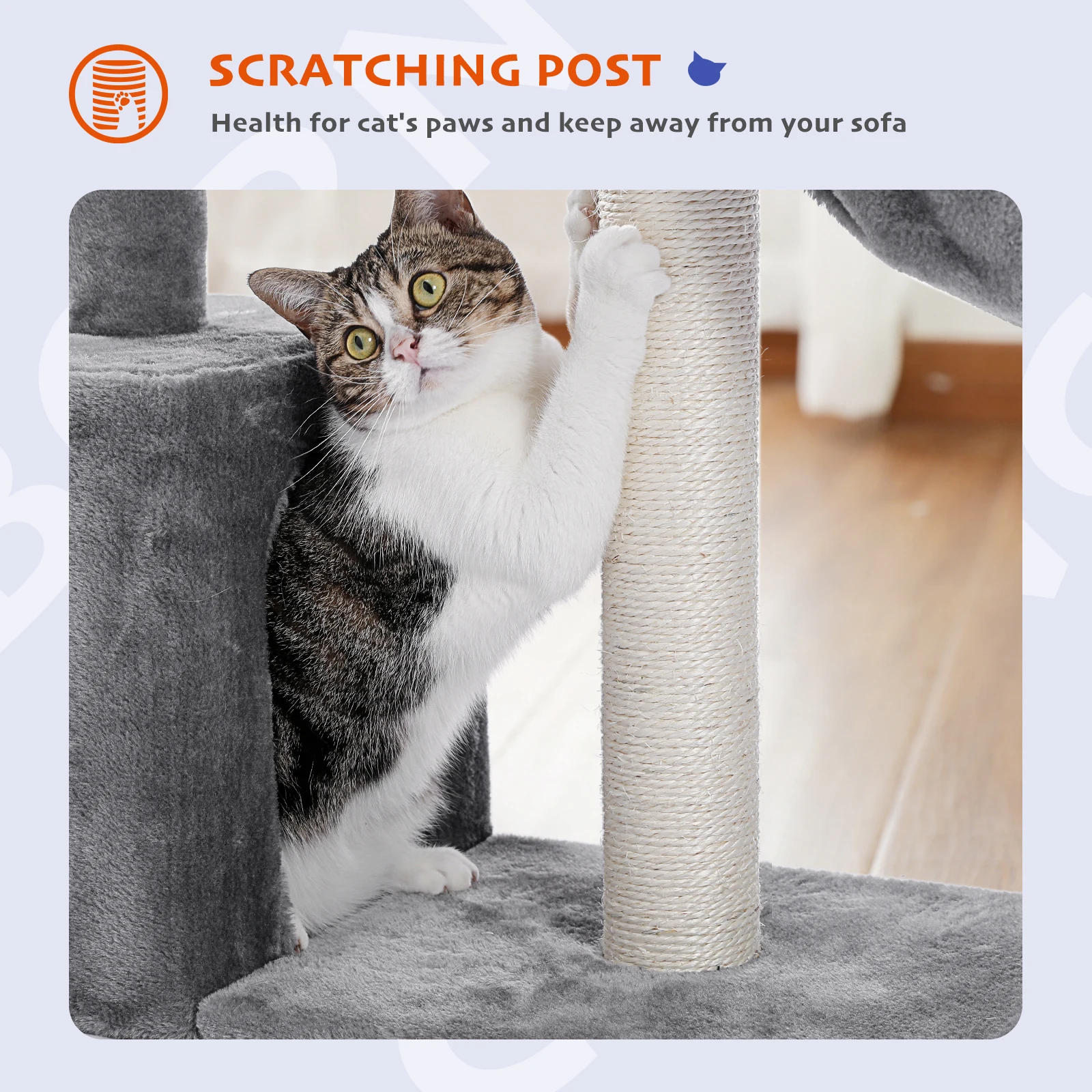 Small Cat Tower with Hammock and Scratching Post
