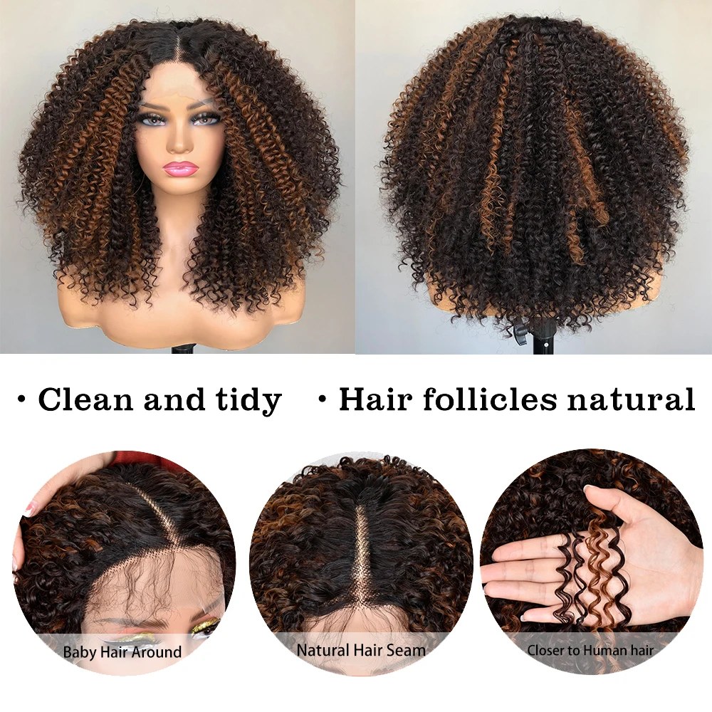 Lace Front Wig Afro Kinky Curly Wigs For Women Synthetic Hair Wig Preplucked Heat Resistant Fiber Hair Glueless Lace Frontal lace front wig lace wigs synthetic wigs womens synthetic wigs