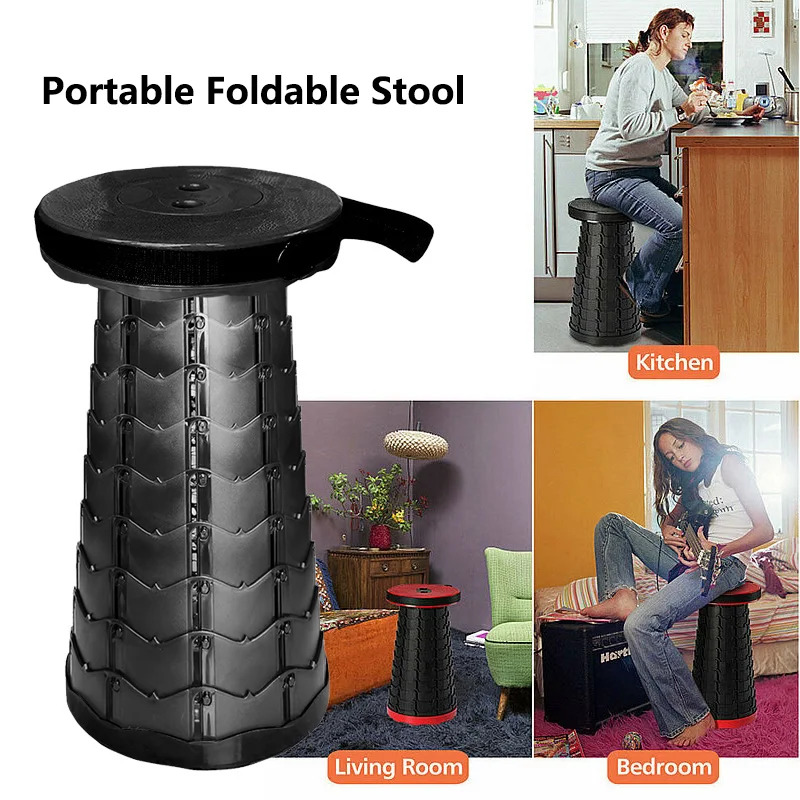 150KG Outdoor Telescoping Stool Portable Plastic Collapsible Folding Stool Seat Chair for Camping Fishing Height Adjustable folding camping chair foldable camping chair portable camping stool