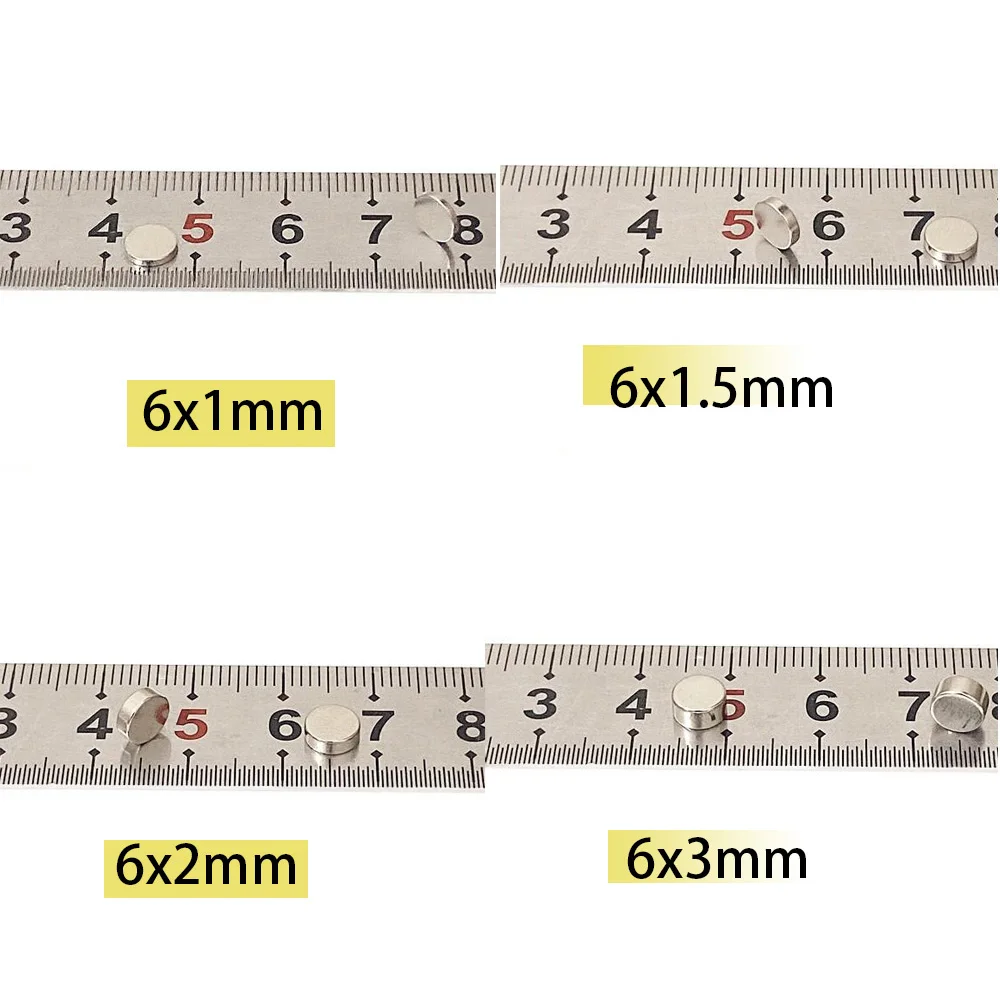 6x1mm 6×1.5mm 6x2mm 6x3mm Round Mini Magnet  N35 Super Powerful Neodymium 6*1mm Magnets for Door Search Magnetic Nickle Coating