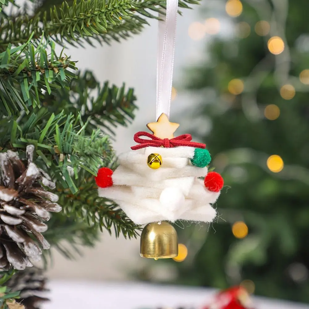 Felt Christmas Bell Pendant Creative Stars Christmas Jingle Bells Handmade Mini Christmas Hanging Decorations Home Door Decor