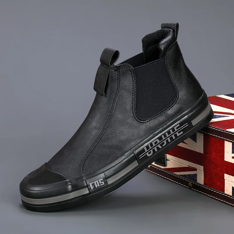 Leather Casual Boots Men Fashion High Top Shoes Moccasins Comfortable Loafers Ankle Boots casual shoes leather shoes leather boots