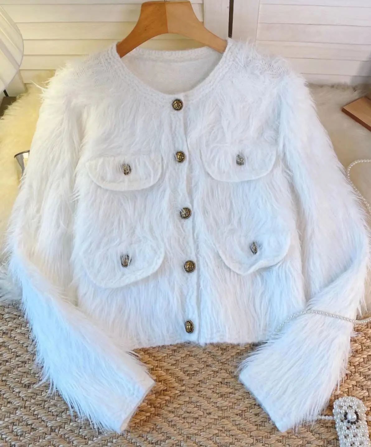 

Autumn Winter 2023 Soft Sweater Cardigans Women O Neck Single Breasted Long Sleeved Pockets Thick Warm Knitted Overcoat